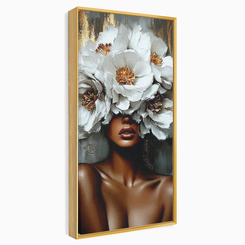 Tablou Canvas Premium LuxCanva® G1003, Regina Florilor , Eleganta, Piele, Stralucitoare, Textura, Senzualitate, Portret, Living, Dormitor, Culori vibrante