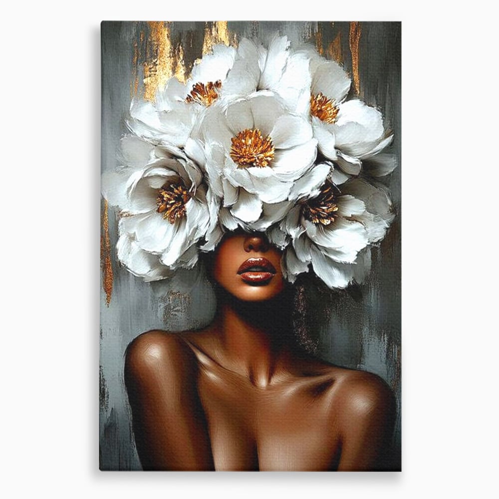 Tablou Canvas Premium LuxCanva® G1003, Regina Florilor , Eleganta, Piele, Stralucitoare, Textura, Senzualitate, Portret, Living, Dormitor, Culori vibrante