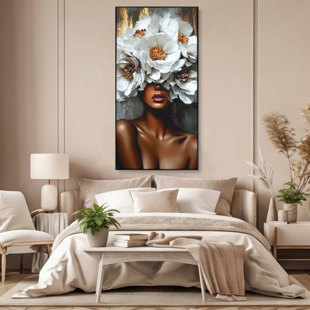 Tablou Canvas Premium LuxCanva® G1003, Regina Florilor , Eleganta, Piele, Stralucitoare, Textura, Senzualitate, Portret, Living, Dormitor, Culori vibrante