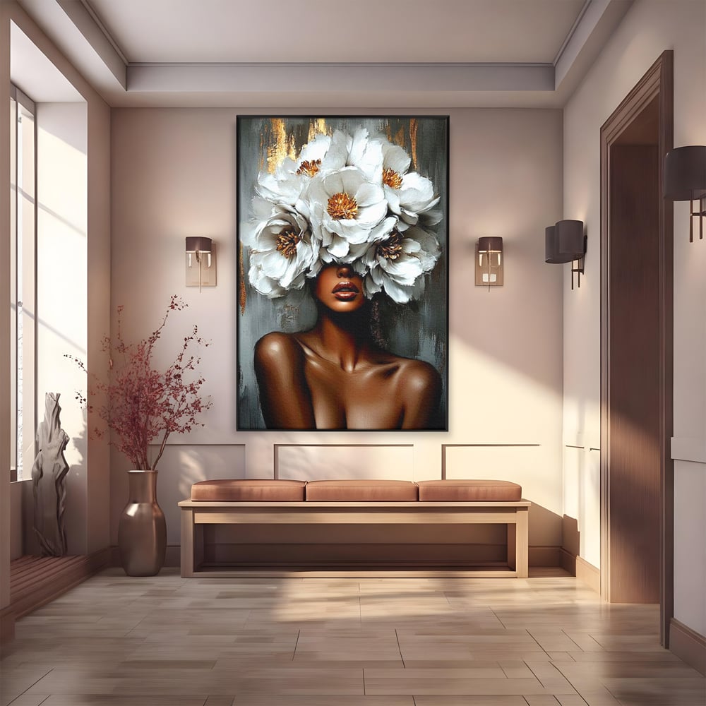 Tablou Canvas Premium LuxCanva® G1003, Regina Florilor , Eleganta, Piele, Stralucitoare, Textura, Senzualitate, Portret, Living, Dormitor, Culori vibrante