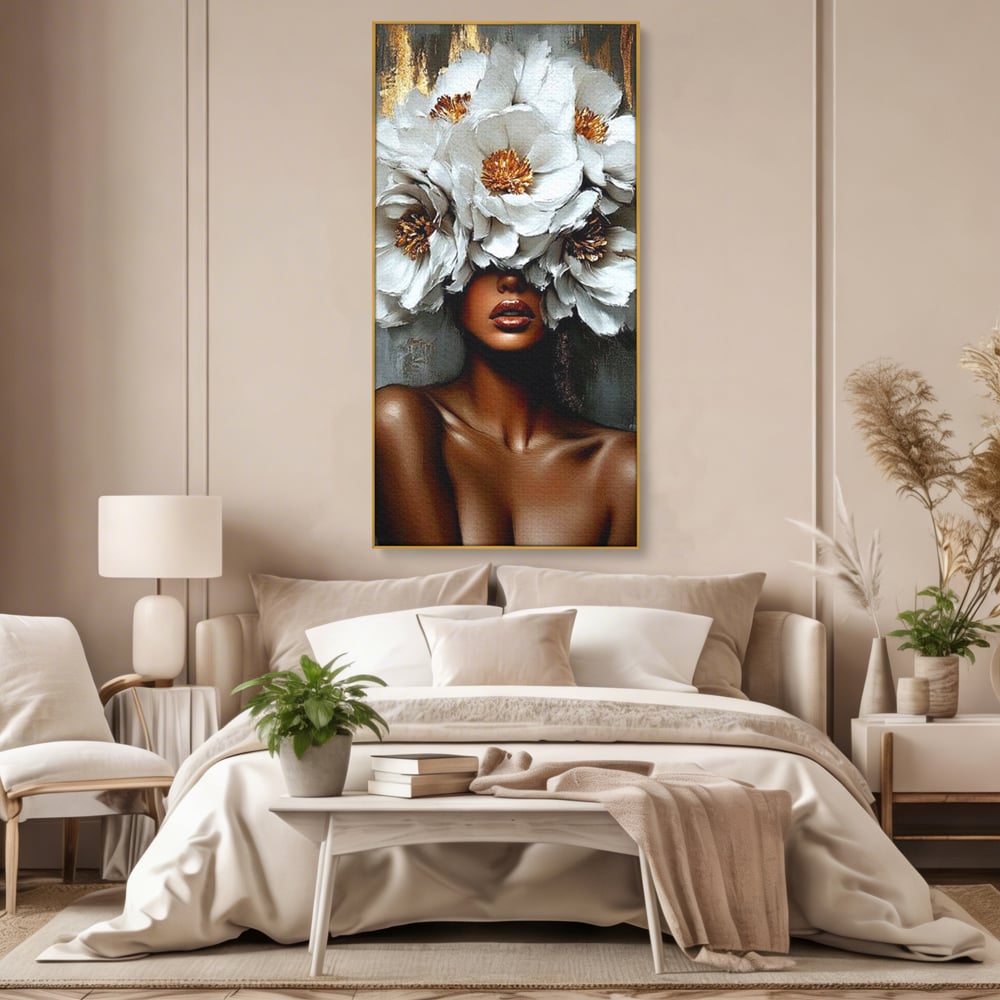 Tablou Canvas Premium LuxCanva® G1003, Regina Florilor , Eleganta, Piele, Stralucitoare, Textura, Senzualitate, Portret, Living, Dormitor, Culori vibrante