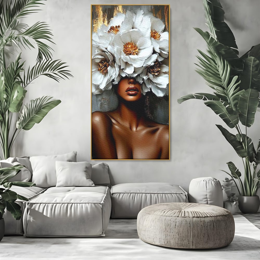 Tablou Canvas Premium LuxCanva® G1003, Regina Florilor , Eleganta, Piele, Stralucitoare, Textura, Senzualitate, Portret, Living, Dormitor, Culori vibrante
