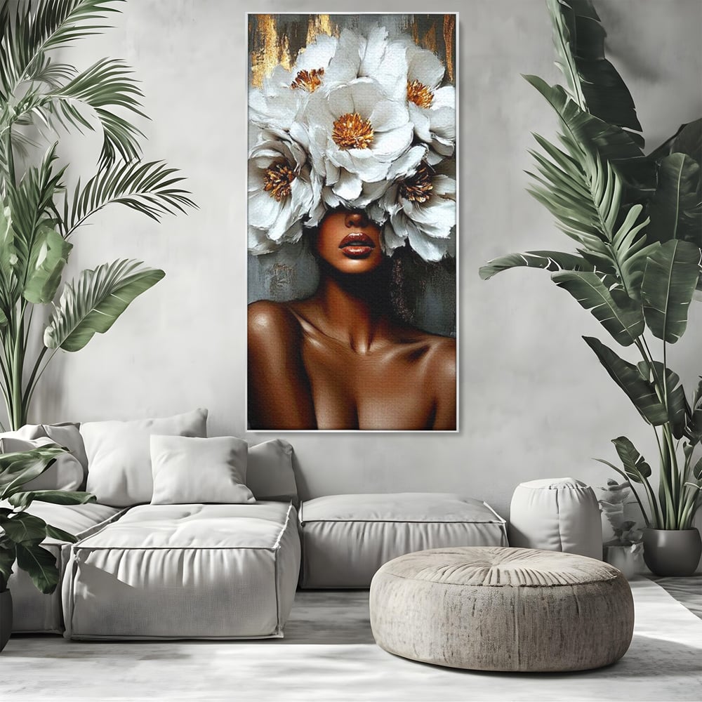 Tablou Canvas Premium LuxCanva® G1003, Regina Florilor , Eleganta, Piele, Stralucitoare, Textura, Senzualitate, Portret, Living, Dormitor, Culori vibrante