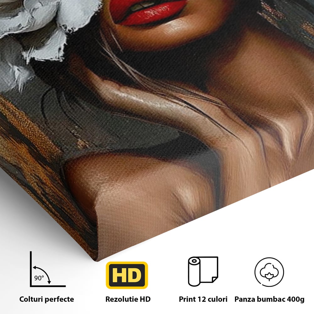 Canvas Wall Art Canvas Wall Art LuxCanva® G1004, Unter der Maske der Blumen , Luxus, Glamour, Kunst, Kunst, Veredelung, Maske, Blumen, Wohnen, Schlafzimmer, Blumen, Wohnzimmer, Lebendige Farben