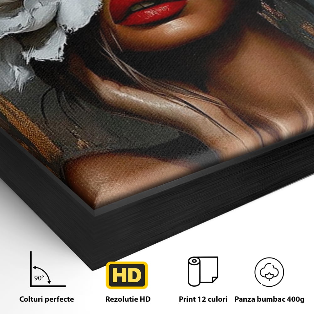 Canvas Wall Art Canvas Wall Art LuxCanva® G1004, Unter der Maske der Blumen , Luxus, Glamour, Kunst, Kunst, Veredelung, Maske, Blumen, Wohnen, Schlafzimmer, Blumen, Wohnzimmer, Lebendige Farben