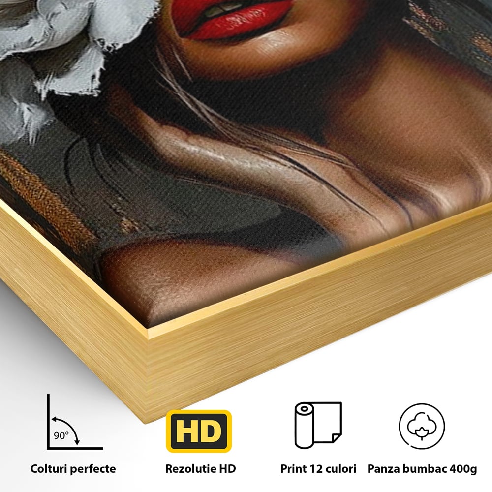 Canvas Wall Art Canvas Wall Art LuxCanva® G1004, Unter der Maske der Blumen , Luxus, Glamour, Kunst, Kunst, Veredelung, Maske, Blumen, Wohnen, Schlafzimmer, Blumen, Wohnzimmer, Lebendige Farben