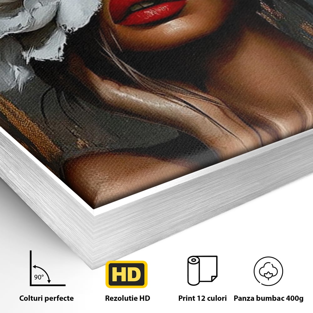 Canvas Wall Art Canvas Wall Art LuxCanva® G1004, Unter der Maske der Blumen , Luxus, Glamour, Kunst, Kunst, Veredelung, Maske, Blumen, Wohnen, Schlafzimmer, Blumen, Wohnzimmer, Lebendige Farben