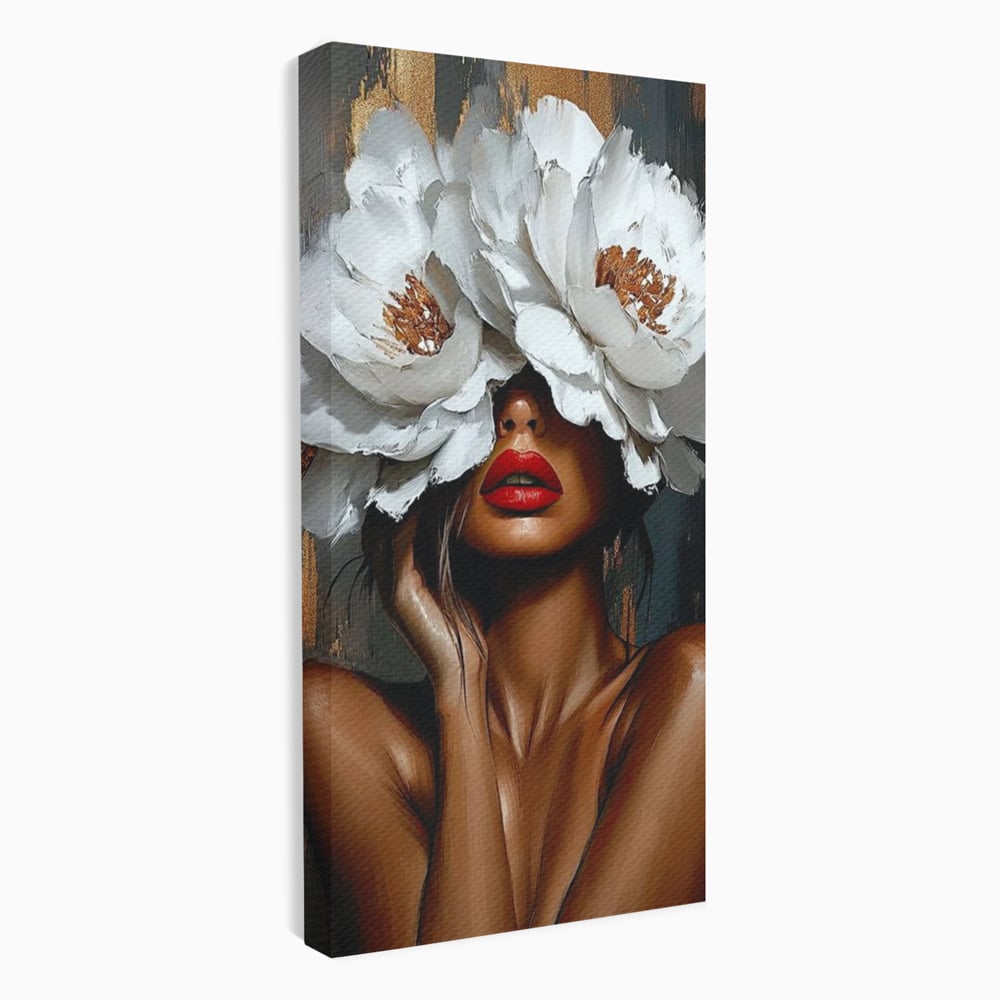 Canvas Wall Art Canvas Wall Art LuxCanva® G1004, Unter der Maske der Blumen , Luxus, Glamour, Kunst, Kunst, Veredelung, Maske, Blumen, Wohnen, Schlafzimmer, Blumen, Wohnzimmer, Lebendige Farben