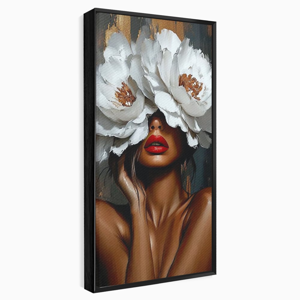 Canvas Wall Art Canvas Wall Art LuxCanva® G1004, Unter der Maske der Blumen , Luxus, Glamour, Kunst, Kunst, Veredelung, Maske, Blumen, Wohnen, Schlafzimmer, Blumen, Wohnzimmer, Lebendige Farben