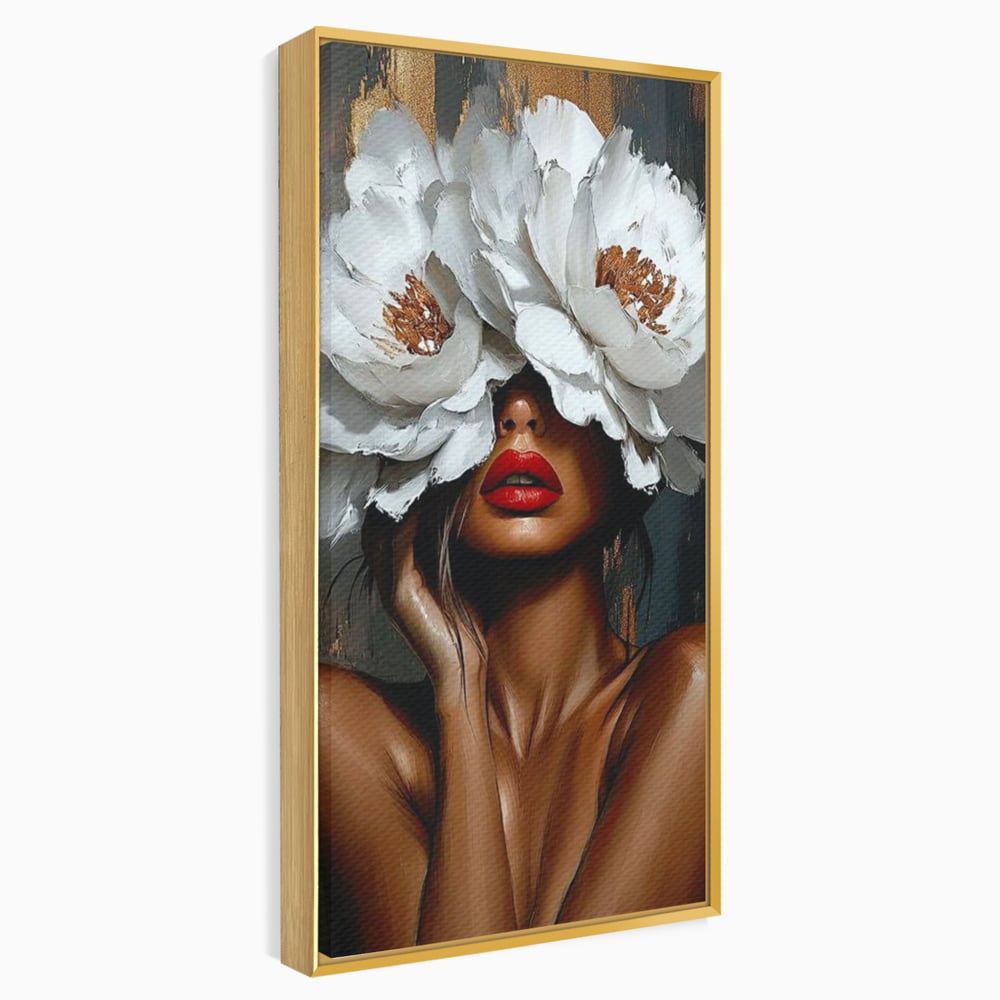 Canvas Wall Art Canvas Wall Art LuxCanva® G1004, Unter der Maske der Blumen , Luxus, Glamour, Kunst, Kunst, Veredelung, Maske, Blumen, Wohnen, Schlafzimmer, Blumen, Wohnzimmer, Lebendige Farben