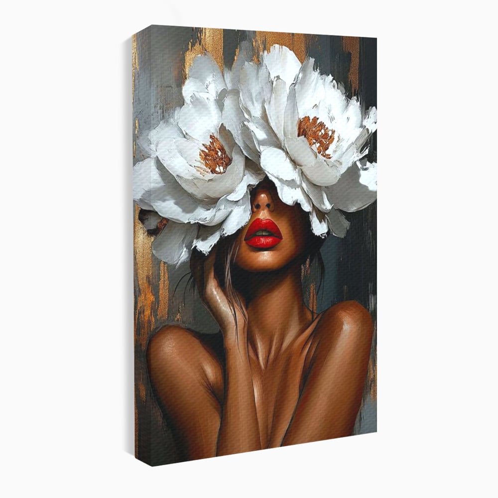 Canvas Wall Art Canvas Wall Art LuxCanva® G1004, Unter der Maske der Blumen , Luxus, Glamour, Kunst, Kunst, Veredelung, Maske, Blumen, Wohnen, Schlafzimmer, Blumen, Wohnzimmer, Lebendige Farben