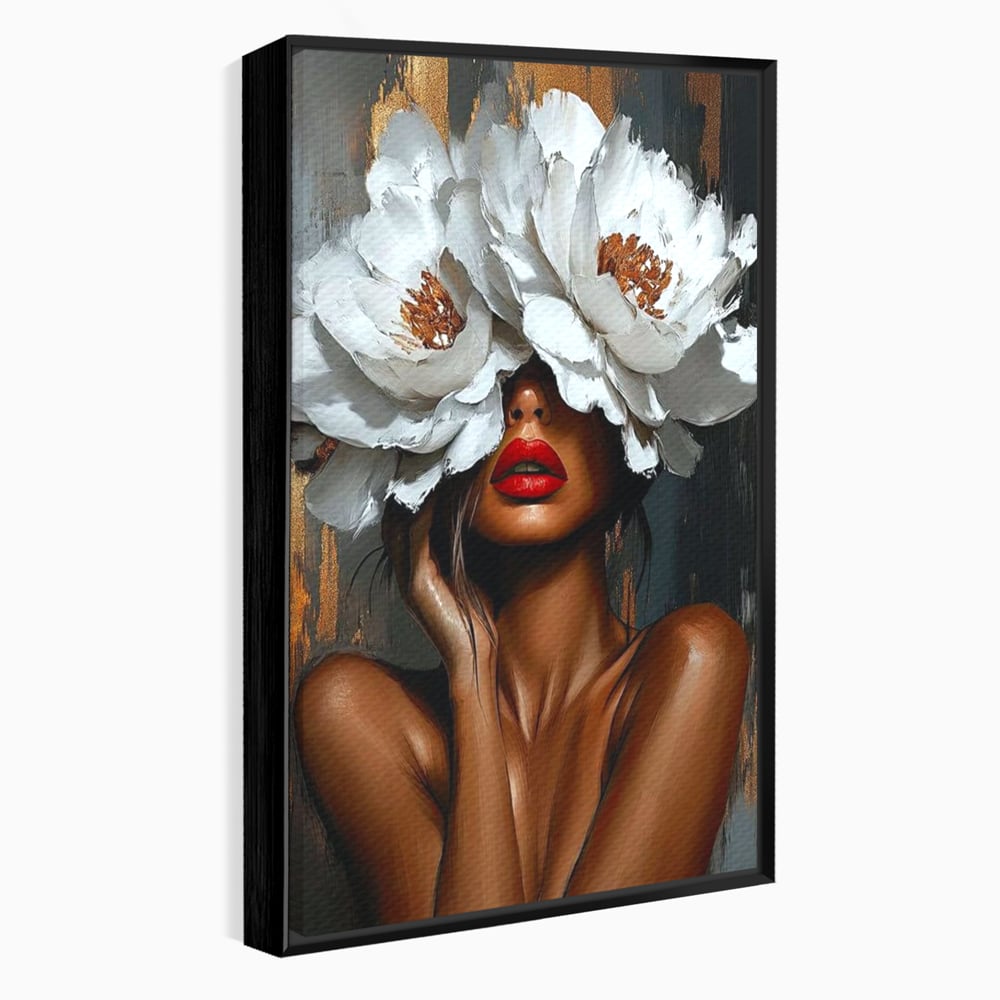 Canvas Wall Art Canvas Wall Art LuxCanva® G1004, Unter der Maske der Blumen , Luxus, Glamour, Kunst, Kunst, Veredelung, Maske, Blumen, Wohnen, Schlafzimmer, Blumen, Wohnzimmer, Lebendige Farben
