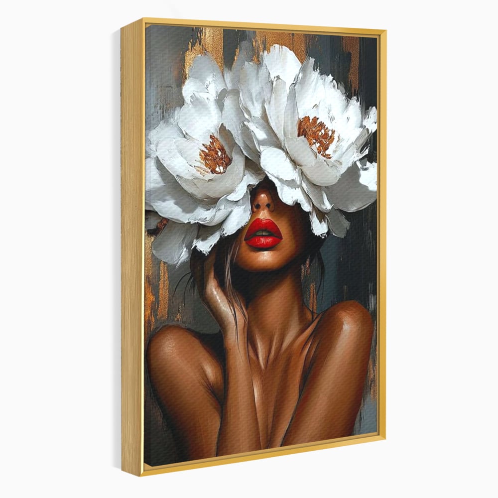 Canvas Wall Art Canvas Wall Art LuxCanva® G1004, Unter der Maske der Blumen , Luxus, Glamour, Kunst, Kunst, Veredelung, Maske, Blumen, Wohnen, Schlafzimmer, Blumen, Wohnzimmer, Lebendige Farben