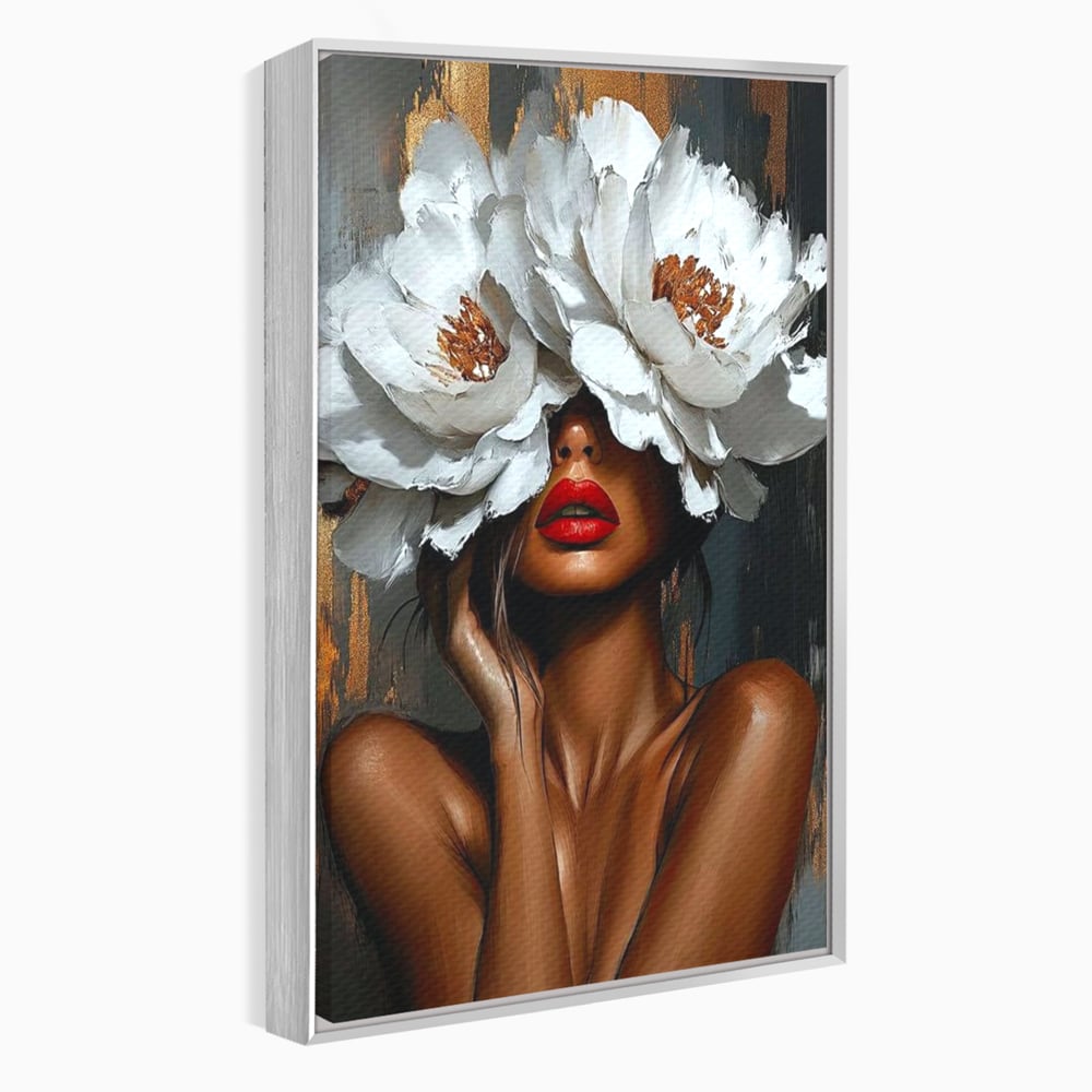 Canvas Wall Art Canvas Wall Art LuxCanva® G1004, Unter der Maske der Blumen , Luxus, Glamour, Kunst, Kunst, Veredelung, Maske, Blumen, Wohnen, Schlafzimmer, Blumen, Wohnzimmer, Lebendige Farben