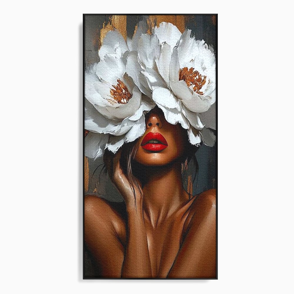 Canvas Wall Art Canvas Wall Art LuxCanva® G1004, Unter der Maske der Blumen , Luxus, Glamour, Kunst, Kunst, Veredelung, Maske, Blumen, Wohnen, Schlafzimmer, Blumen, Wohnzimmer, Lebendige Farben