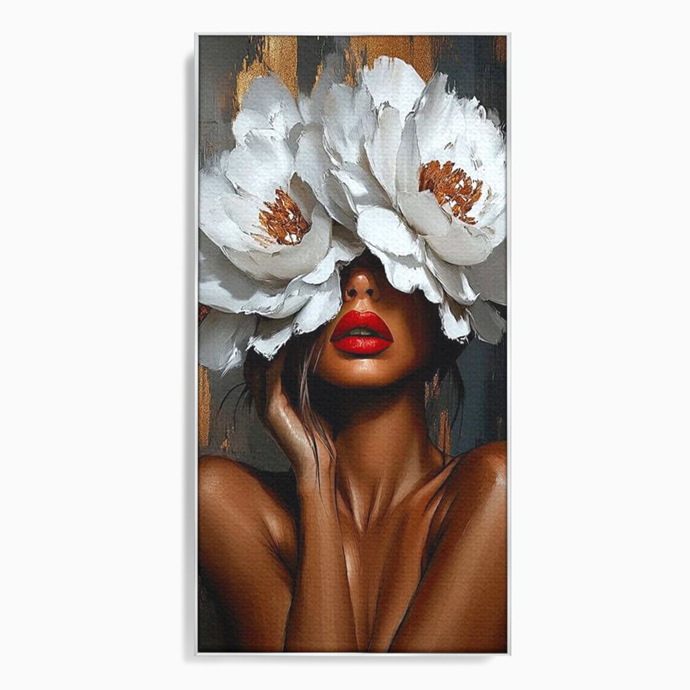 Canvas Wall Art Canvas Wall Art LuxCanva® G1004, Unter der Maske der Blumen , Luxus, Glamour, Kunst, Kunst, Veredelung, Maske, Blumen, Wohnen, Schlafzimmer, Blumen, Wohnzimmer, Lebendige Farben
