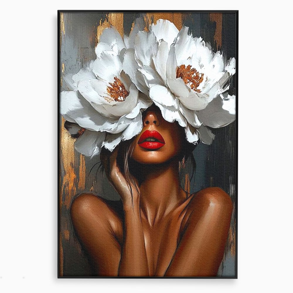 Canvas Wall Art Canvas Wall Art LuxCanva® G1004, Unter der Maske der Blumen , Luxus, Glamour, Kunst, Kunst, Veredelung, Maske, Blumen, Wohnen, Schlafzimmer, Blumen, Wohnzimmer, Lebendige Farben
