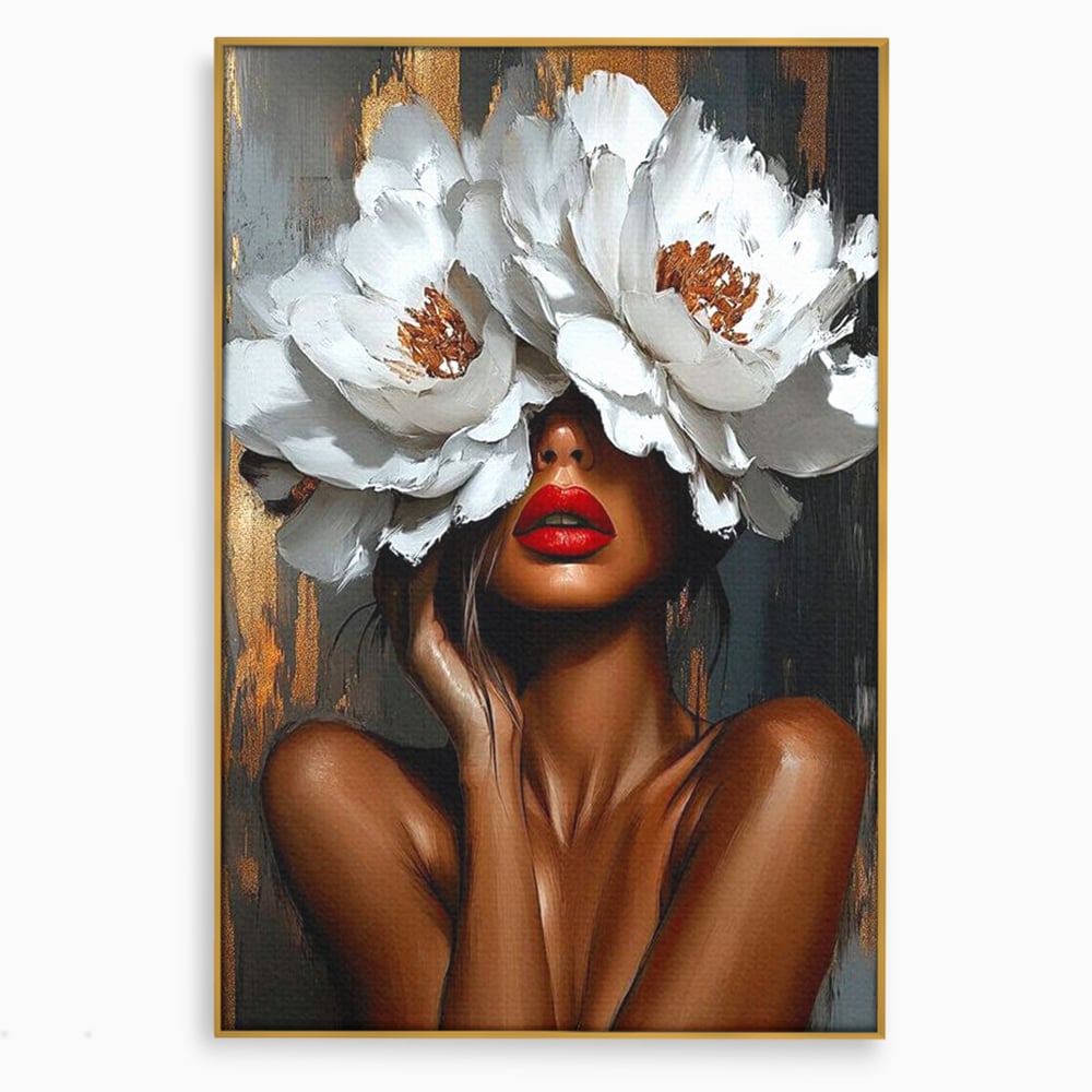 Canvas Wall Art Canvas Wall Art LuxCanva® G1004, Unter der Maske der Blumen , Luxus, Glamour, Kunst, Kunst, Veredelung, Maske, Blumen, Wohnen, Schlafzimmer, Blumen, Wohnzimmer, Lebendige Farben