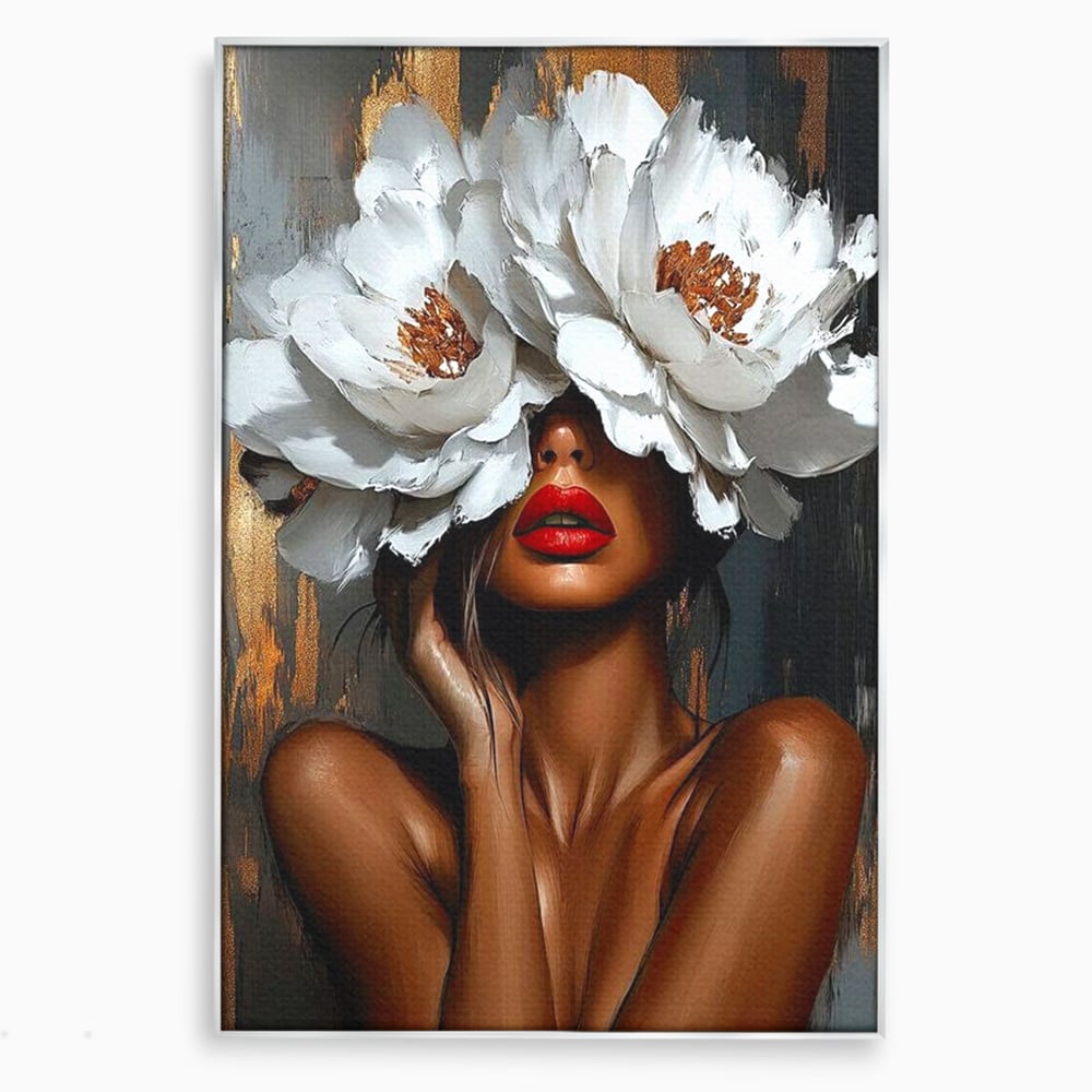 Canvas Wall Art Canvas Wall Art LuxCanva® G1004, Unter der Maske der Blumen , Luxus, Glamour, Kunst, Kunst, Veredelung, Maske, Blumen, Wohnen, Schlafzimmer, Blumen, Wohnzimmer, Lebendige Farben