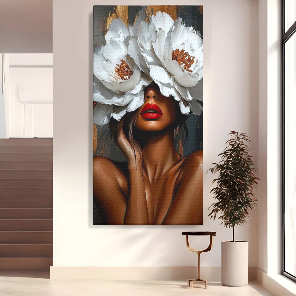 Canvas Wall Art Canvas Wall Art LuxCanva® G1004, Unter der Maske der Blumen , Luxus, Glamour, Kunst, Kunst, Veredelung, Maske, Blumen, Wohnen, Schlafzimmer, Blumen, Wohnzimmer, Lebendige Farben
