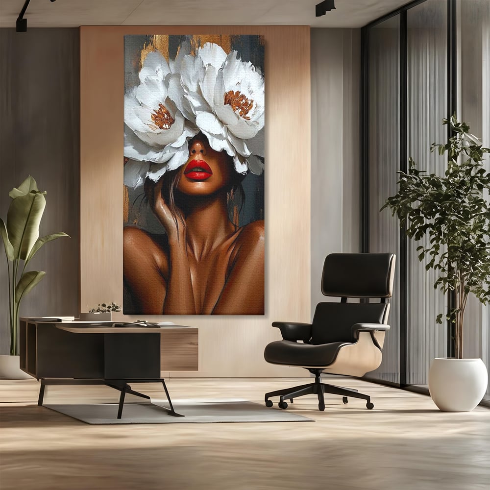 Canvas Wall Art Canvas Wall Art LuxCanva® G1004, Unter der Maske der Blumen , Luxus, Glamour, Kunst, Kunst, Veredelung, Maske, Blumen, Wohnen, Schlafzimmer, Blumen, Wohnzimmer, Lebendige Farben