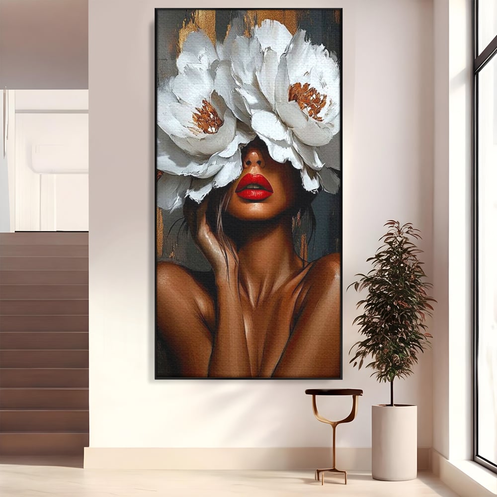 Canvas Wall Art Canvas Wall Art LuxCanva® G1004, Unter der Maske der Blumen , Luxus, Glamour, Kunst, Kunst, Veredelung, Maske, Blumen, Wohnen, Schlafzimmer, Blumen, Wohnzimmer, Lebendige Farben