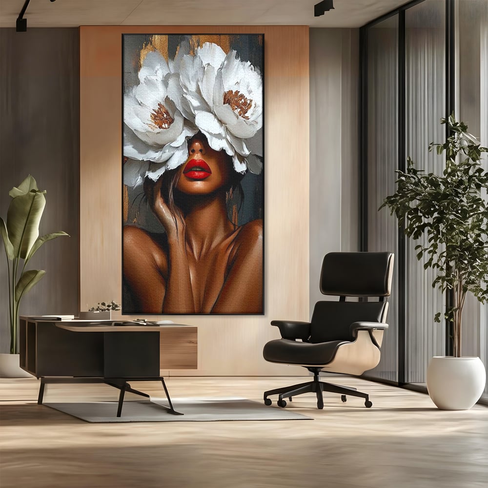 Canvas Wall Art Canvas Wall Art LuxCanva® G1004, Unter der Maske der Blumen , Luxus, Glamour, Kunst, Kunst, Veredelung, Maske, Blumen, Wohnen, Schlafzimmer, Blumen, Wohnzimmer, Lebendige Farben