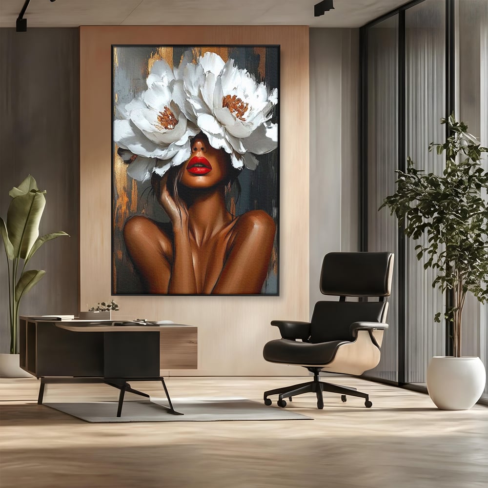 Canvas Wall Art Canvas Wall Art LuxCanva® G1004, Unter der Maske der Blumen , Luxus, Glamour, Kunst, Kunst, Veredelung, Maske, Blumen, Wohnen, Schlafzimmer, Blumen, Wohnzimmer, Lebendige Farben