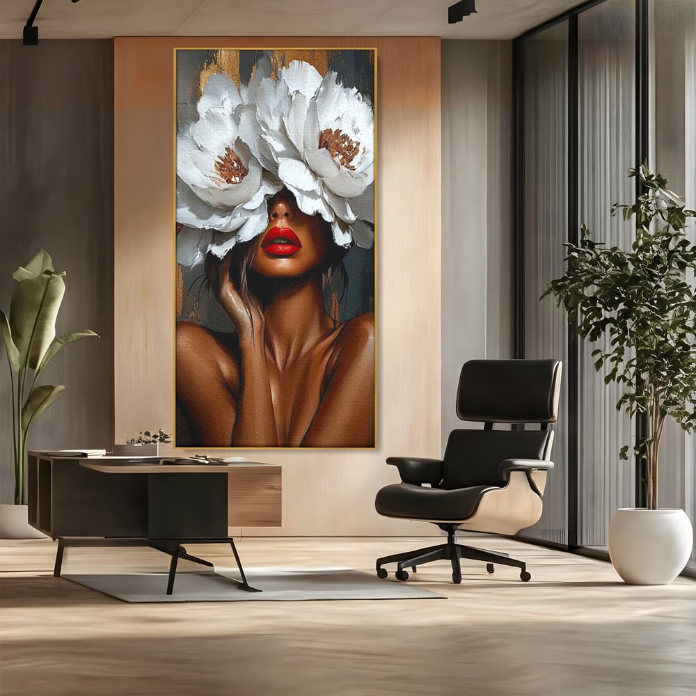 Canvas Wall Art Canvas Wall Art LuxCanva® G1004, Unter der Maske der Blumen , Luxus, Glamour, Kunst, Kunst, Veredelung, Maske, Blumen, Wohnen, Schlafzimmer, Blumen, Wohnzimmer, Lebendige Farben