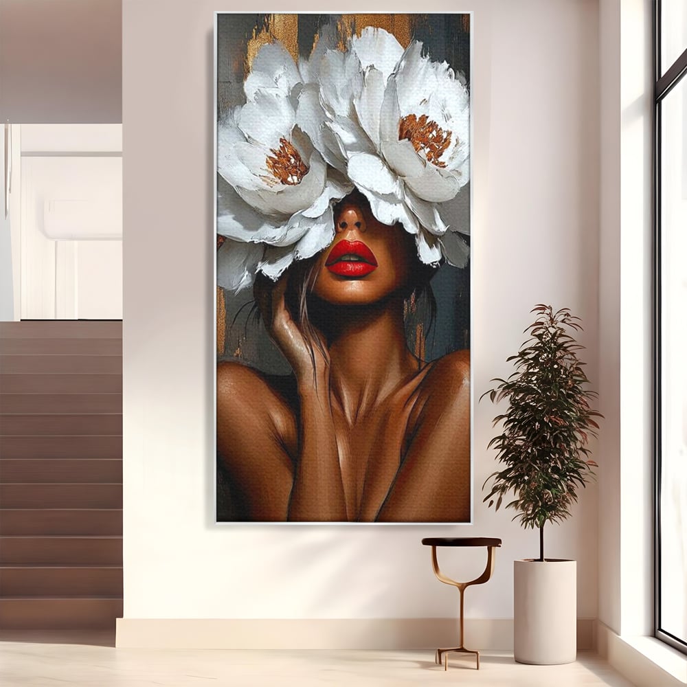 Canvas Wall Art Canvas Wall Art LuxCanva® G1004, Unter der Maske der Blumen , Luxus, Glamour, Kunst, Kunst, Veredelung, Maske, Blumen, Wohnen, Schlafzimmer, Blumen, Wohnzimmer, Lebendige Farben
