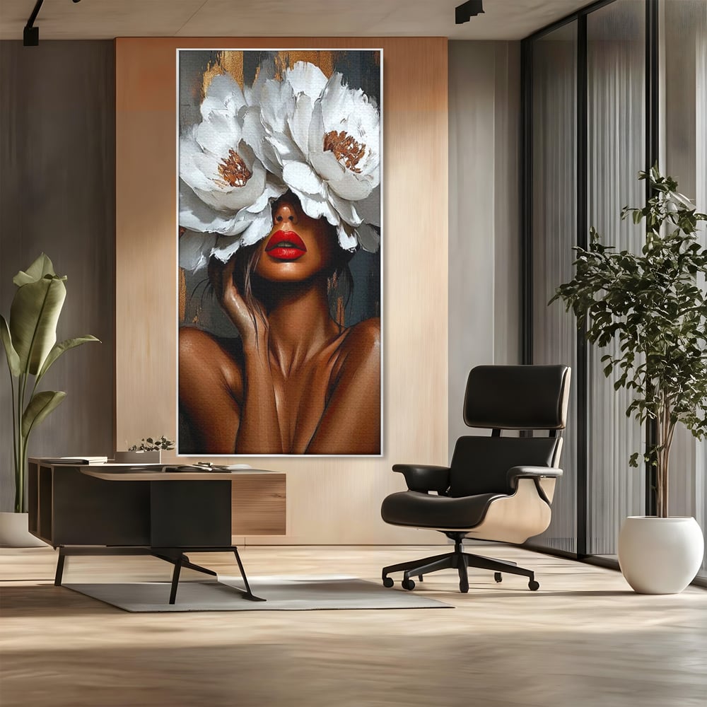 Canvas Wall Art Canvas Wall Art LuxCanva® G1004, Unter der Maske der Blumen , Luxus, Glamour, Kunst, Kunst, Veredelung, Maske, Blumen, Wohnen, Schlafzimmer, Blumen, Wohnzimmer, Lebendige Farben
