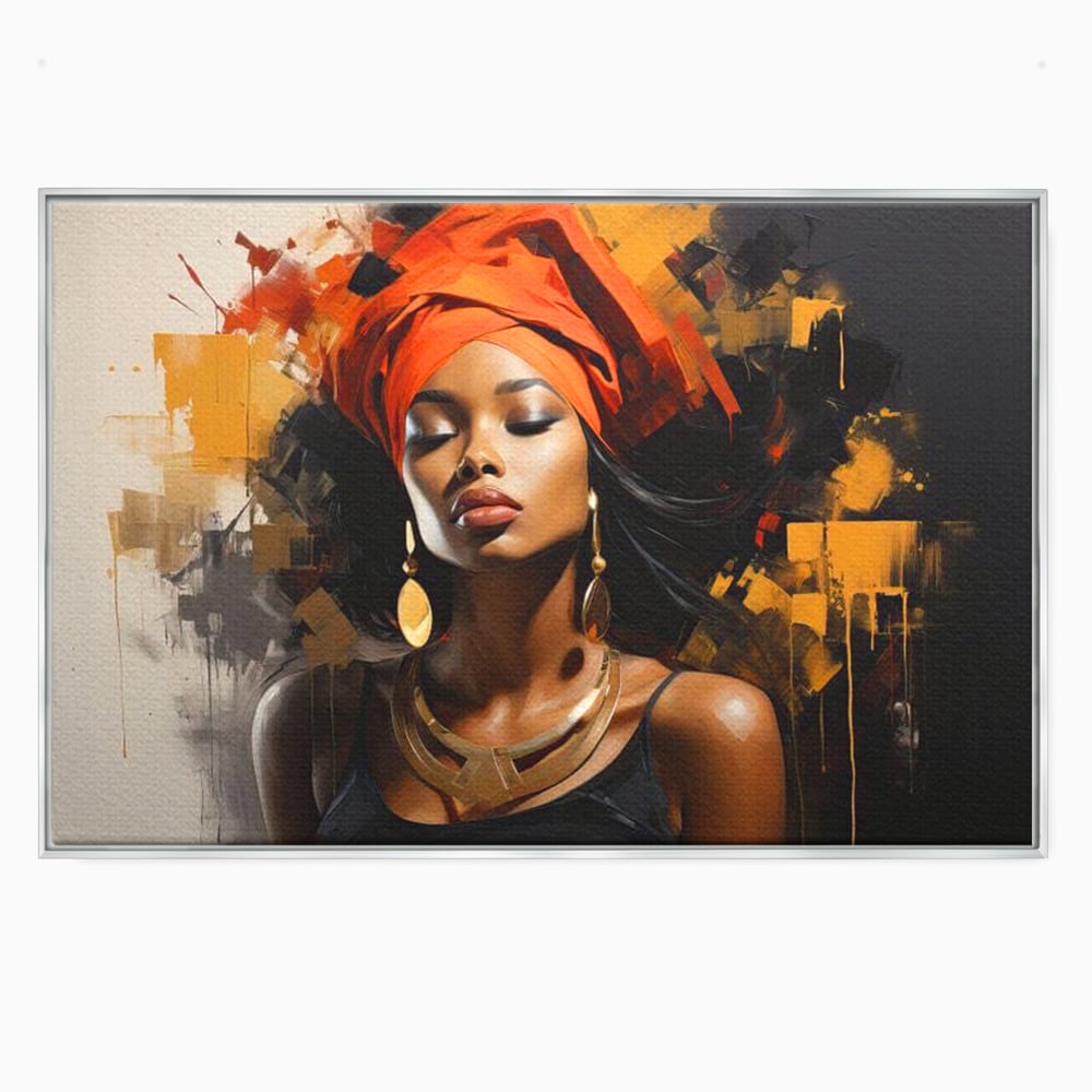 Tablou Canvas Premium LuxCanva® G1007, Gratia Unei Zeite , Turban, Rosu, Accesorii, Auriu, Africa, Bijuterii, Femeie, Living, Dormitor, Culori vibrante