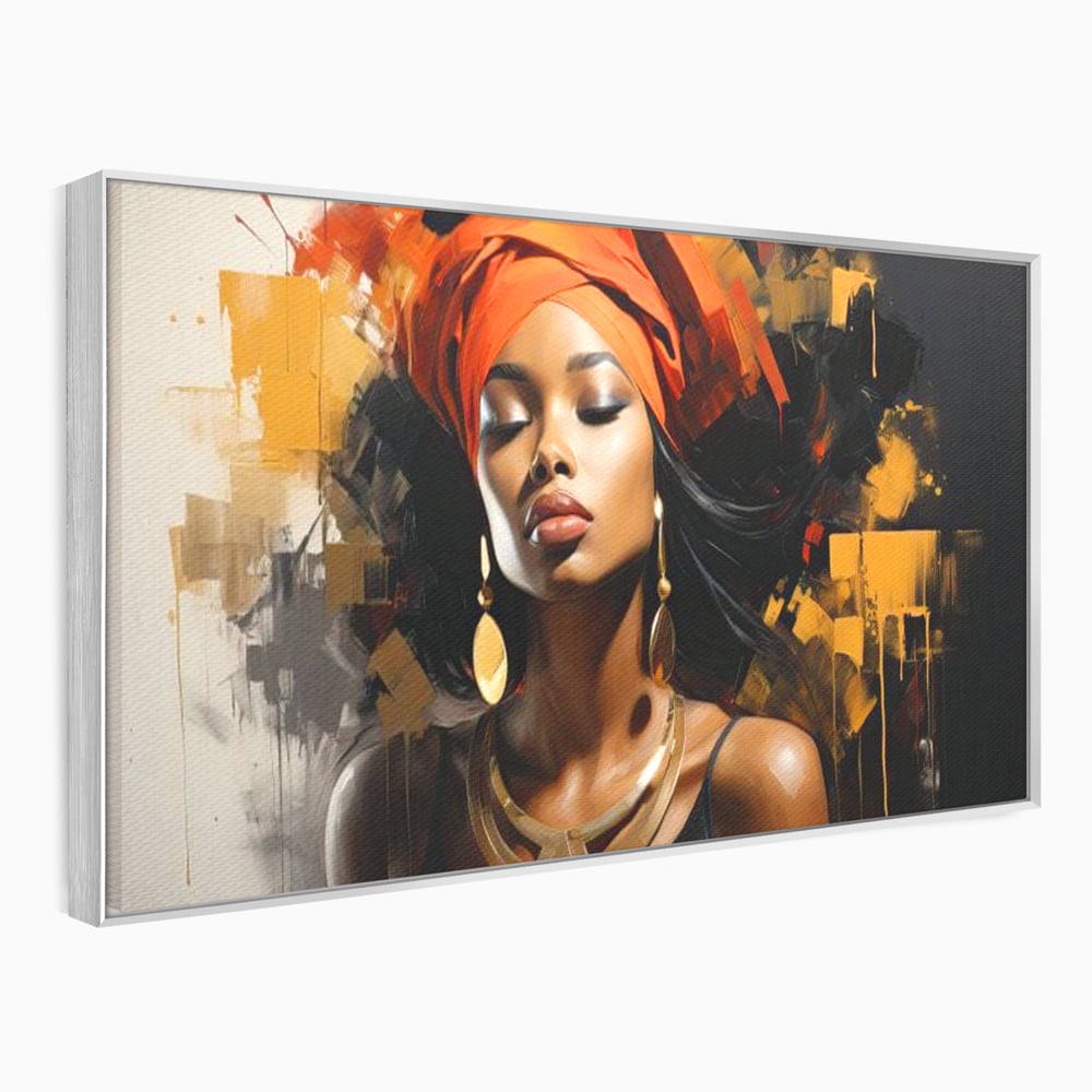 Tablou Canvas Premium LuxCanva® G1007, Gratia Unei Zeite , Turban, Rosu, Accesorii, Auriu, Africa, Bijuterii, Femeie, Living, Dormitor, Culori vibrante