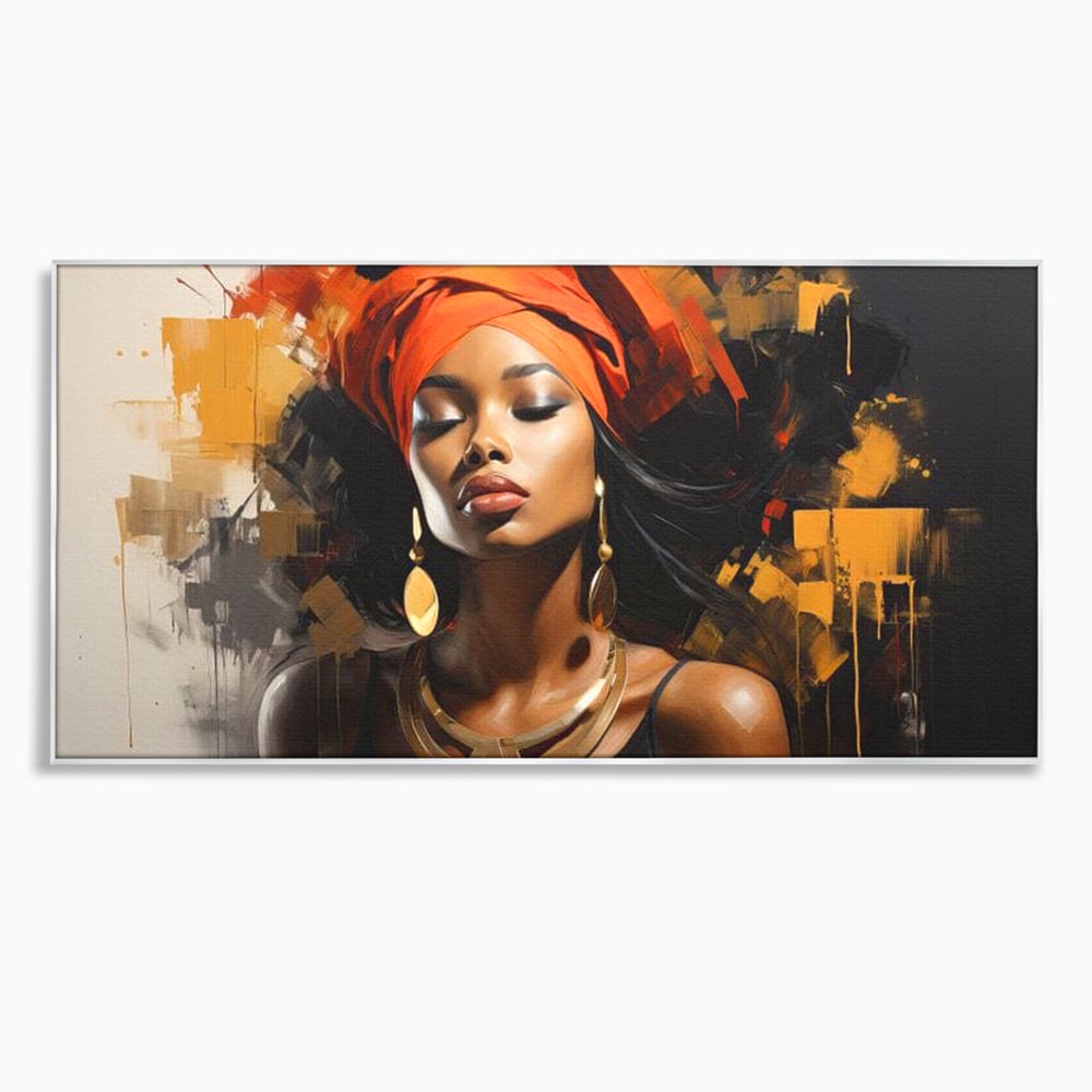 Tablou Canvas Premium LuxCanva® G1007, Gratia Unei Zeite , Turban, Rosu, Accesorii, Auriu, Africa, Bijuterii, Femeie, Living, Dormitor, Culori vibrante