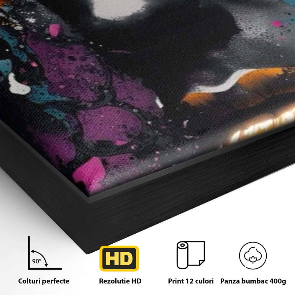 Fotoleinwand Leinwand Premium LuxCanva® G1009, Passion in Pictorial Art , Schwarz, Metallisch, Augen, Rätselhaft, Street Art, Wohnen, Schlafzimmer, Wohnzimmer, Schlafzimmer, Lebendige Farben