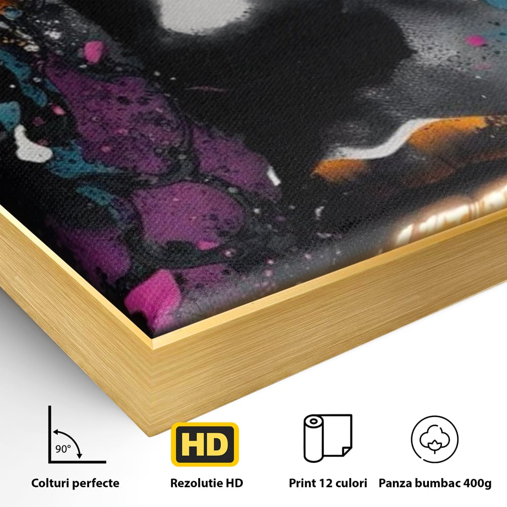 Fotoleinwand Leinwand Premium LuxCanva® G1009, Passion in Pictorial Art , Schwarz, Metallisch, Augen, Rätselhaft, Street Art, Wohnen, Schlafzimmer, Wohnzimmer, Schlafzimmer, Lebendige Farben