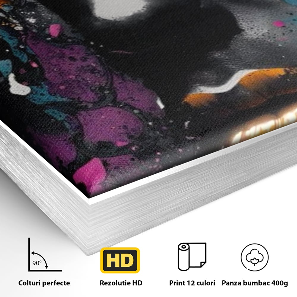 Fotoleinwand Leinwand Premium LuxCanva® G1009, Passion in Pictorial Art , Schwarz, Metallisch, Augen, Rätselhaft, Street Art, Wohnen, Schlafzimmer, Wohnzimmer, Schlafzimmer, Lebendige Farben