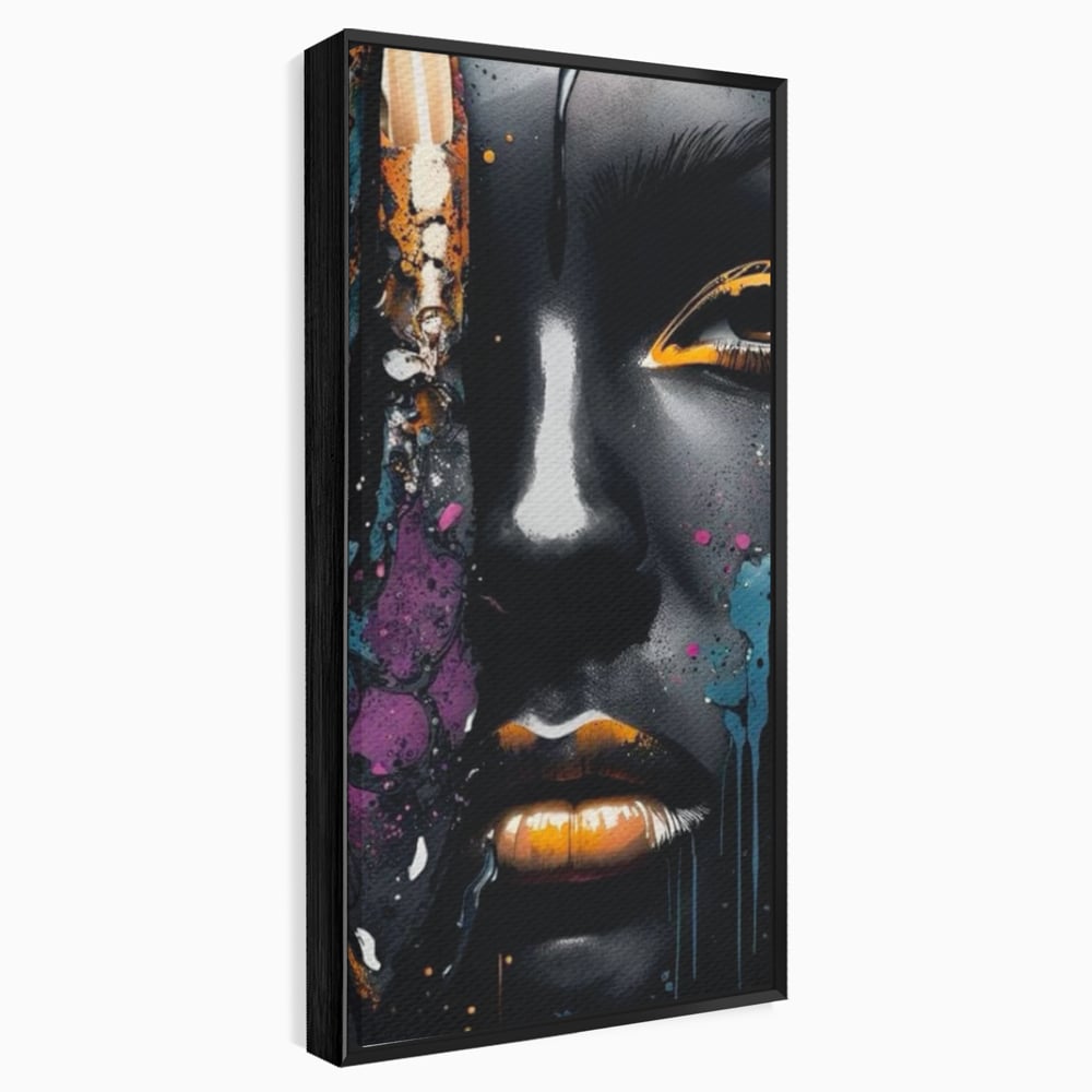 Fotoleinwand Leinwand Premium LuxCanva® G1009, Passion in Pictorial Art , Schwarz, Metallisch, Augen, Rätselhaft, Street Art, Wohnen, Schlafzimmer, Wohnzimmer, Schlafzimmer, Lebendige Farben
