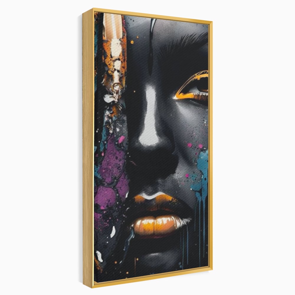 Fotoleinwand Leinwand Premium LuxCanva® G1009, Passion in Pictorial Art , Schwarz, Metallisch, Augen, Rätselhaft, Street Art, Wohnen, Schlafzimmer, Wohnzimmer, Schlafzimmer, Lebendige Farben