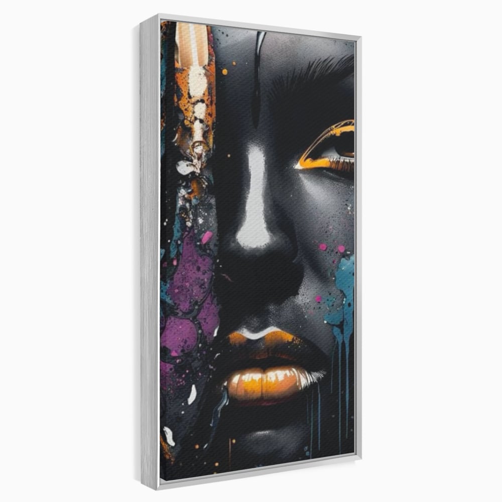 Fotoleinwand Leinwand Premium LuxCanva® G1009, Passion in Pictorial Art , Schwarz, Metallisch, Augen, Rätselhaft, Street Art, Wohnen, Schlafzimmer, Wohnzimmer, Schlafzimmer, Lebendige Farben
