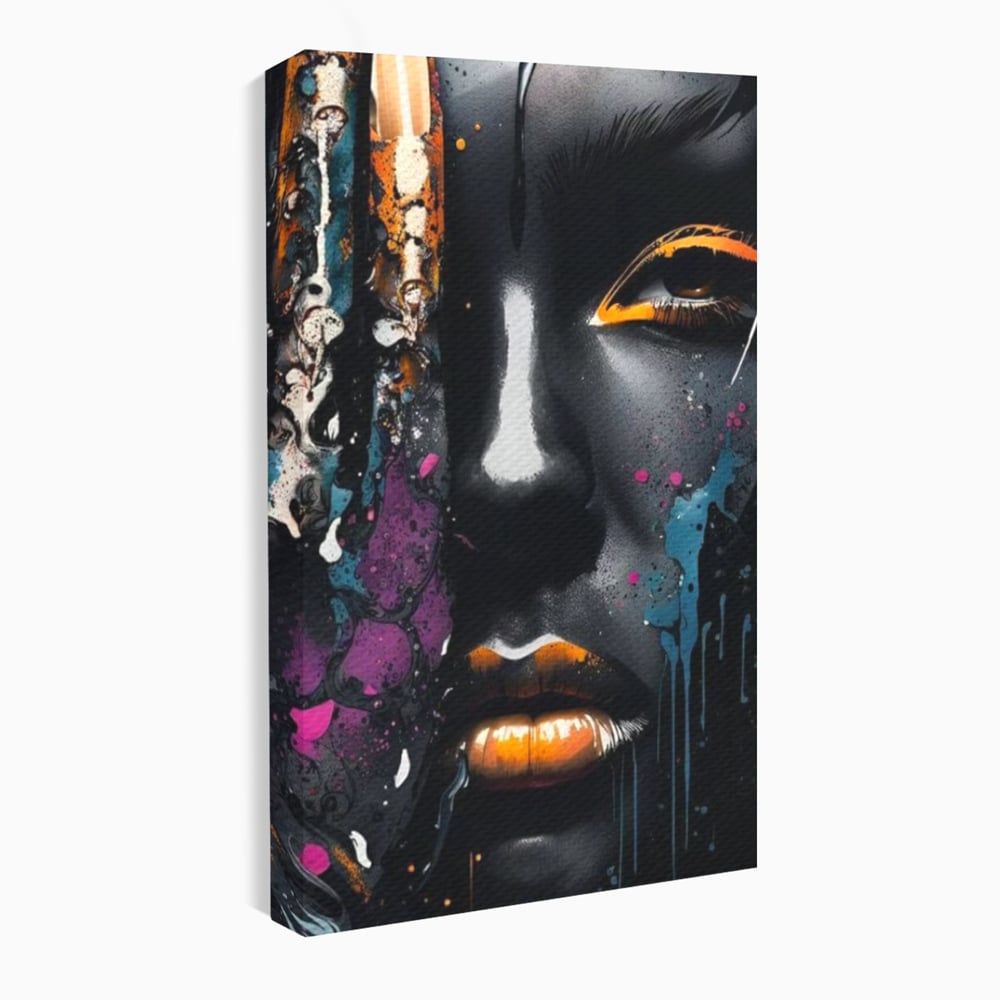 Fotoleinwand Leinwand Premium LuxCanva® G1009, Passion in Pictorial Art , Schwarz, Metallisch, Augen, Rätselhaft, Street Art, Wohnen, Schlafzimmer, Wohnzimmer, Schlafzimmer, Lebendige Farben