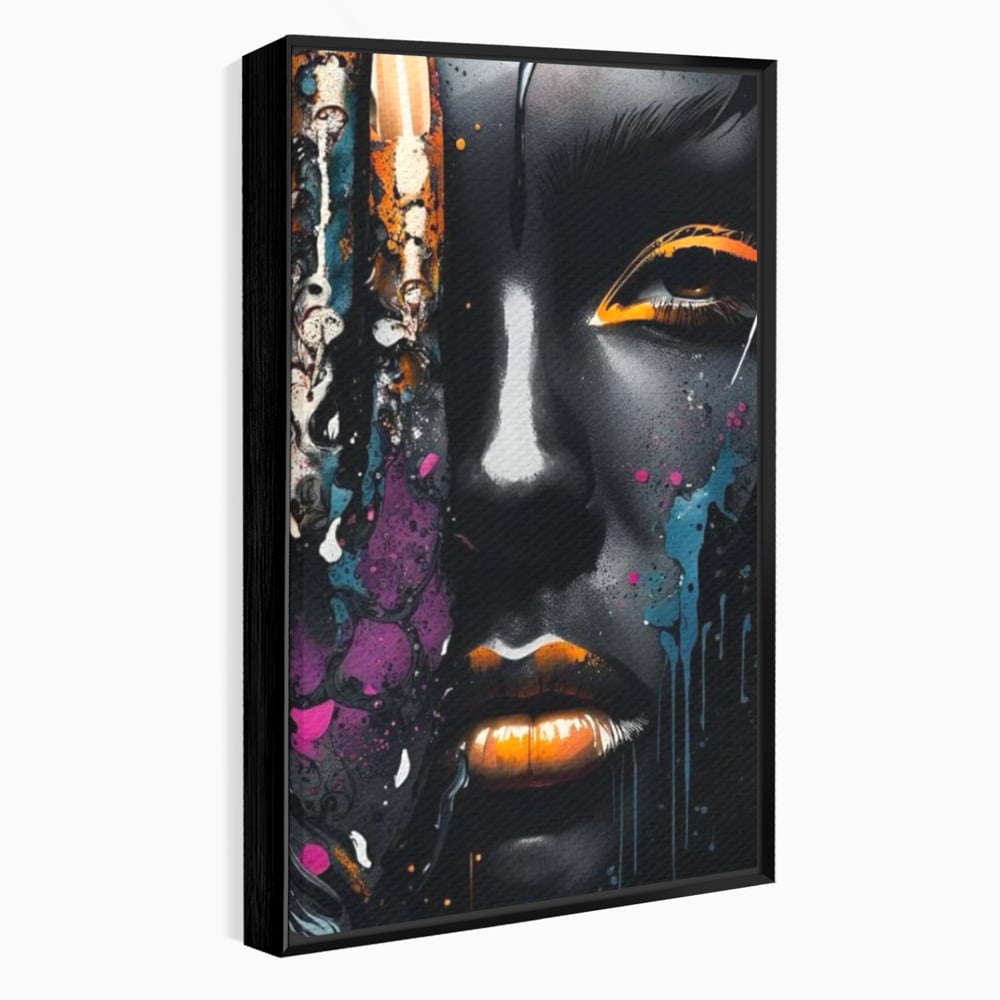 Fotoleinwand Leinwand Premium LuxCanva® G1009, Passion in Pictorial Art , Schwarz, Metallisch, Augen, Rätselhaft, Street Art, Wohnen, Schlafzimmer, Wohnzimmer, Schlafzimmer, Lebendige Farben