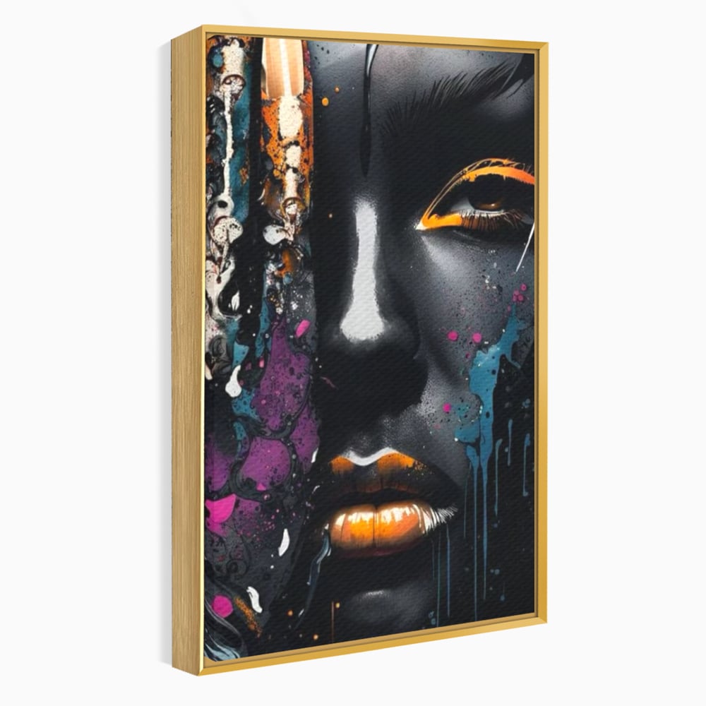 Fotoleinwand Leinwand Premium LuxCanva® G1009, Passion in Pictorial Art , Schwarz, Metallisch, Augen, Rätselhaft, Street Art, Wohnen, Schlafzimmer, Wohnzimmer, Schlafzimmer, Lebendige Farben