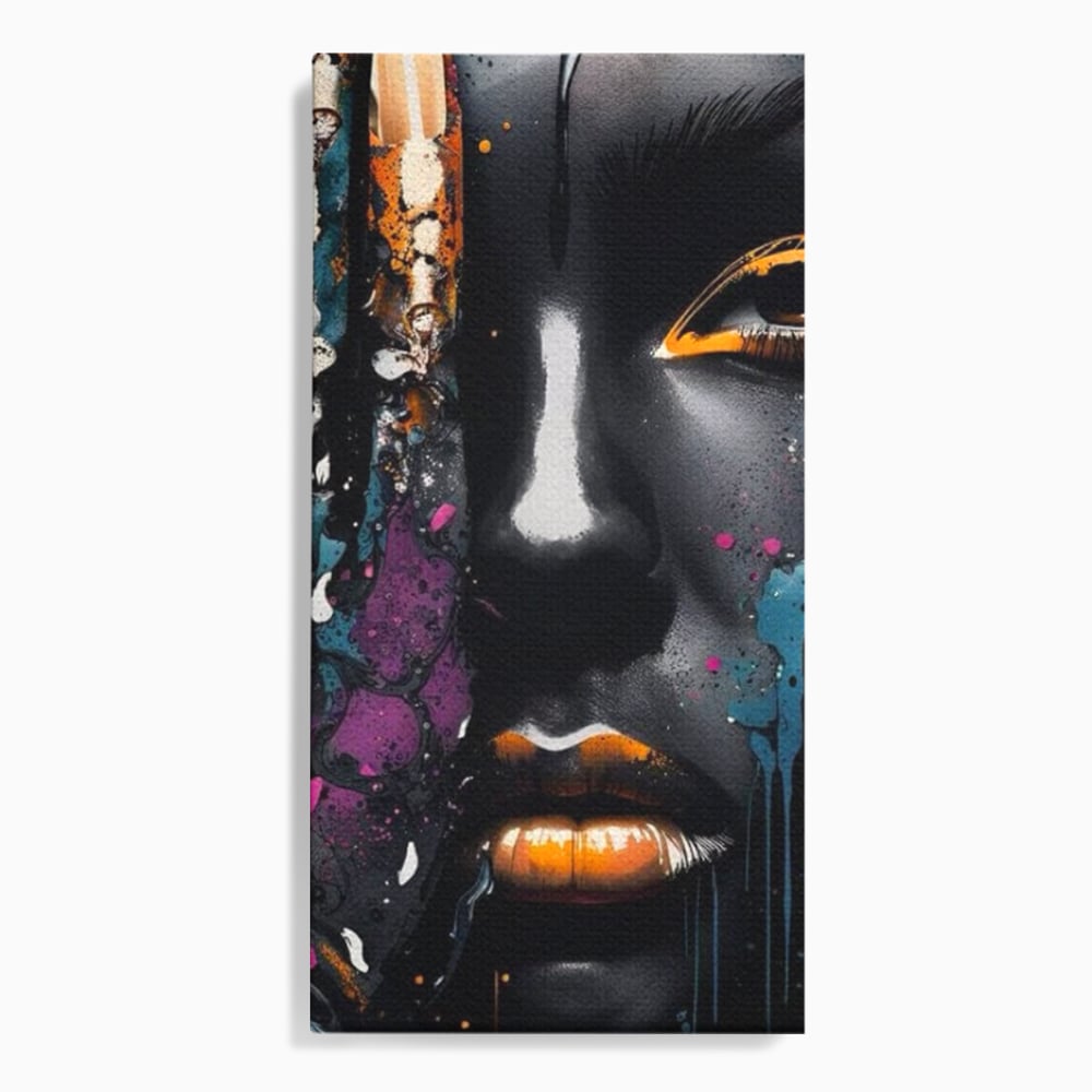 Fotoleinwand Leinwand Premium LuxCanva® G1009, Passion in Pictorial Art , Schwarz, Metallisch, Augen, Rätselhaft, Street Art, Wohnen, Schlafzimmer, Wohnzimmer, Schlafzimmer, Lebendige Farben