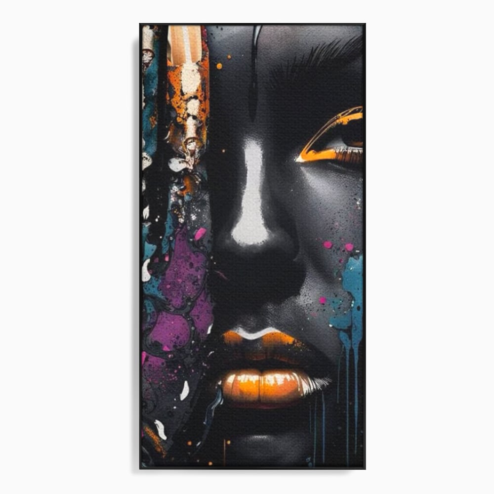 Fotoleinwand Leinwand Premium LuxCanva® G1009, Passion in Pictorial Art , Schwarz, Metallisch, Augen, Rätselhaft, Street Art, Wohnen, Schlafzimmer, Wohnzimmer, Schlafzimmer, Lebendige Farben