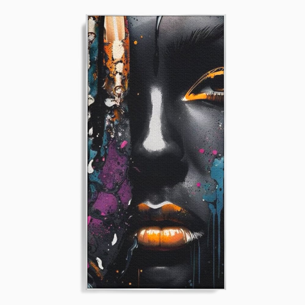 Fotoleinwand Leinwand Premium LuxCanva® G1009, Passion in Pictorial Art , Schwarz, Metallisch, Augen, Rätselhaft, Street Art, Wohnen, Schlafzimmer, Wohnzimmer, Schlafzimmer, Lebendige Farben