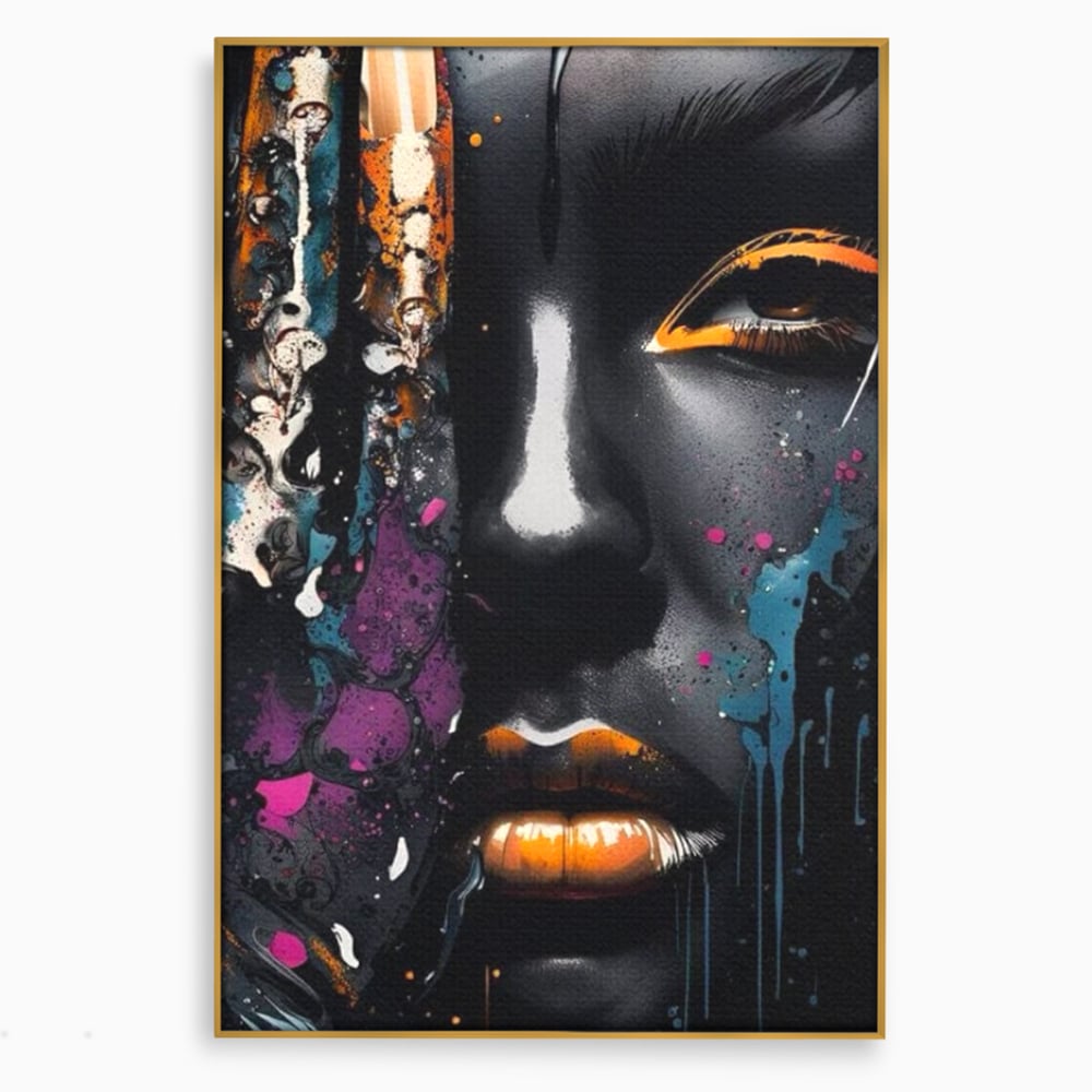 Fotoleinwand Leinwand Premium LuxCanva® G1009, Passion in Pictorial Art , Schwarz, Metallisch, Augen, Rätselhaft, Street Art, Wohnen, Schlafzimmer, Wohnzimmer, Schlafzimmer, Lebendige Farben