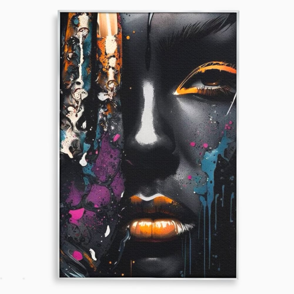 Fotoleinwand Leinwand Premium LuxCanva® G1009, Passion in Pictorial Art , Schwarz, Metallisch, Augen, Rätselhaft, Street Art, Wohnen, Schlafzimmer, Wohnzimmer, Schlafzimmer, Lebendige Farben