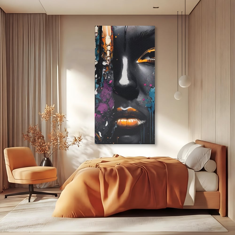 Fotoleinwand Leinwand Premium LuxCanva® G1009, Passion in Pictorial Art , Schwarz, Metallisch, Augen, Rätselhaft, Street Art, Wohnen, Schlafzimmer, Wohnzimmer, Schlafzimmer, Lebendige Farben