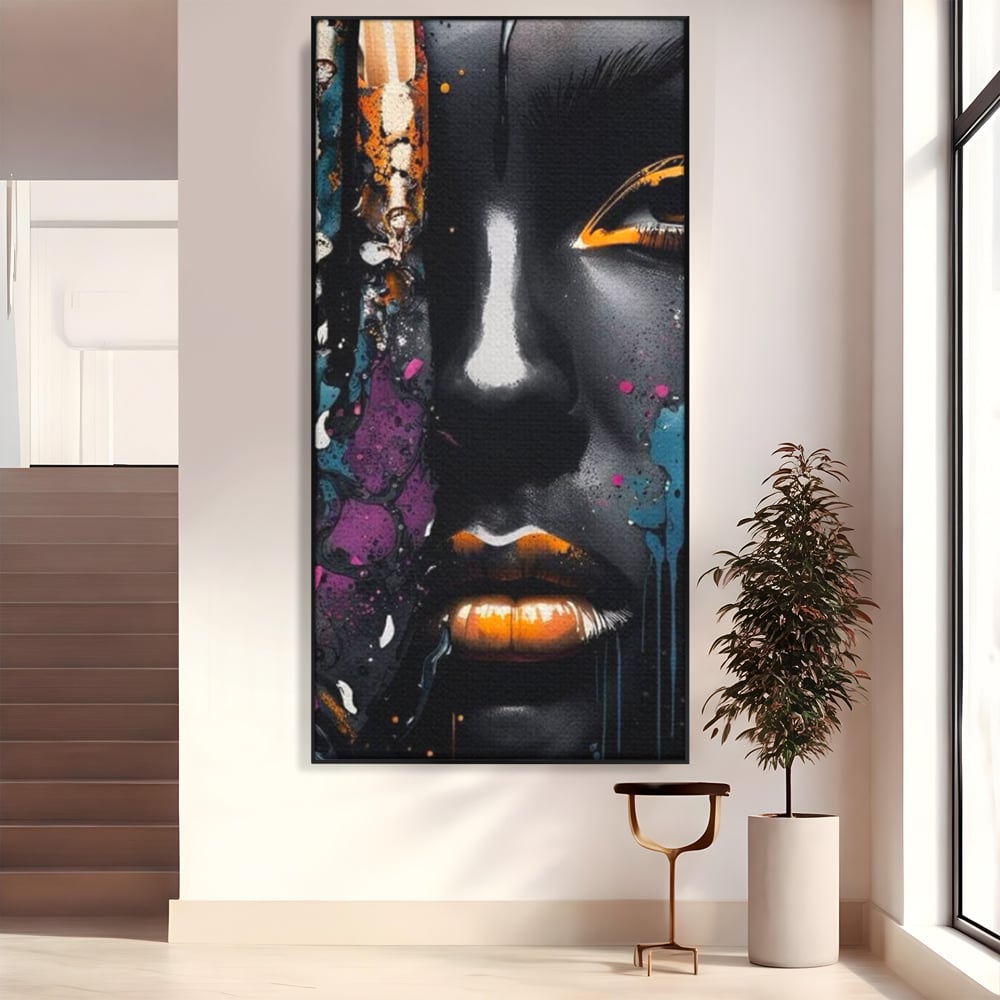 Fotoleinwand Leinwand Premium LuxCanva® G1009, Passion in Pictorial Art , Schwarz, Metallisch, Augen, Rätselhaft, Street Art, Wohnen, Schlafzimmer, Wohnzimmer, Schlafzimmer, Lebendige Farben